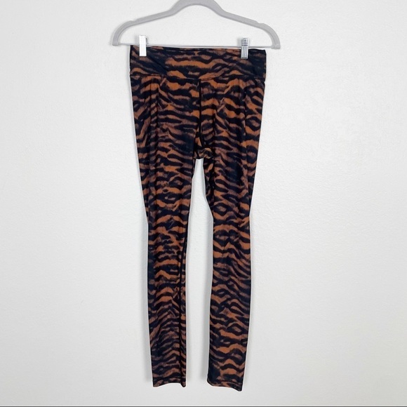 The Upside Tiger Printed Ankle High Rise Leggings Brown Black Athletic Workout - Picture 3 of 4